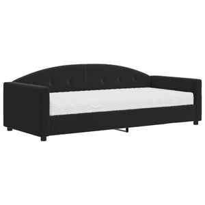 vidaXL Sof&aacute; cama con colch&oacute;n terciopelo negro 90x200 cm