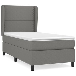 vidaXL Cama box spring con colch&oacute;n tela gris oscuro 80x200 cm
