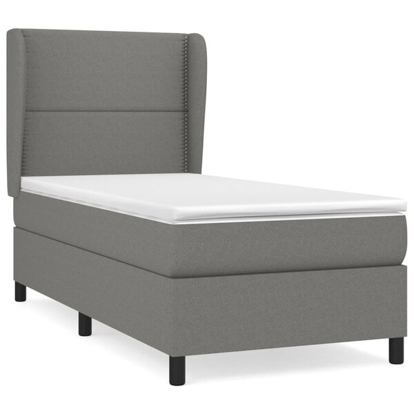 vidaXL Cama box spring con colch&oacute;n tela gris oscuro 80x200 cm