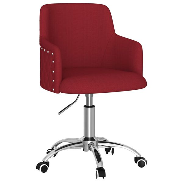 vidaXL Silla de comedor giratoria tela rojo tinto