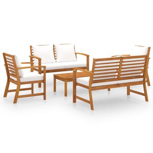 vidaXL Muebles de jard&iacute;n 5 pzas cojines madera maciza de acacia
