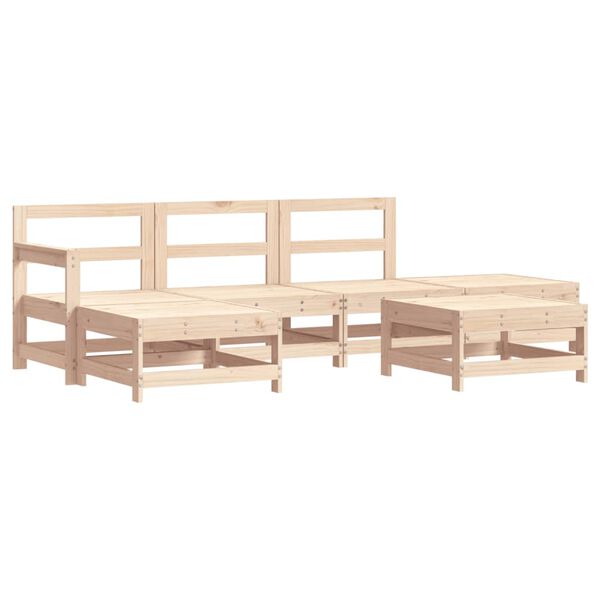 vidaXL Juego de muebles de jardín 6 piezas madera maciza de pino