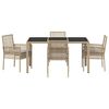vidaXL Conjunto de Comedor de Jard&iacute;n 5 pcs Beige rat&aacute;n sint&eacute;tico