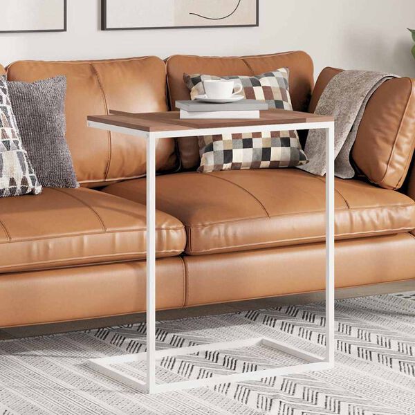 vidaXL Mesa auxiliar de madera contrachapada blanco 55x35x66 cm