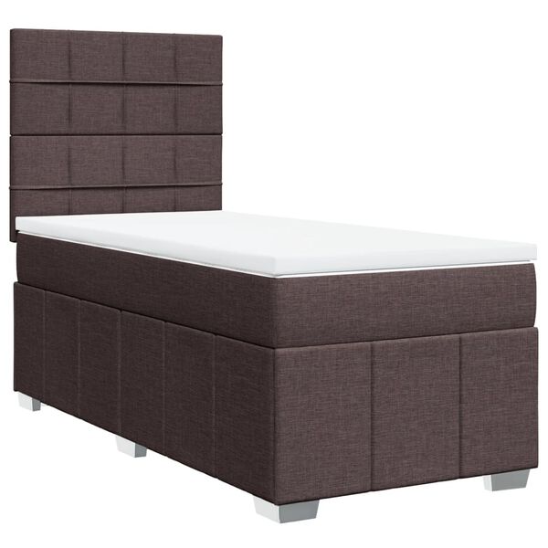 vidaXL Cama box spring con colch&oacute;n tela marr&oacute;n oscuro 80x200 cm