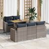 vidaXL Set de muebles de jard&iacute;n 6 pzas y cojines rat&aacute;n sint&eacute;tico gris
