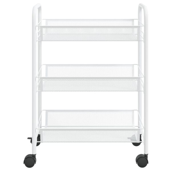 vidaXL Carrito de cocina 3 niveles hierro blanco 46x26x64 cm