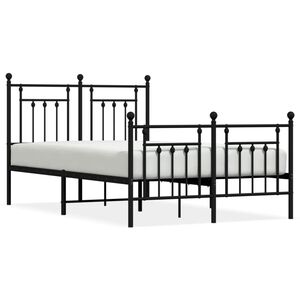 vidaXL Estructura cama sin colch&oacute;n con estribo metal negro 120x190 cm