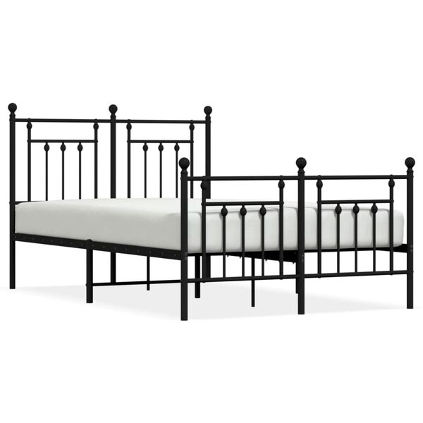 vidaXL Estructura cama sin colch&oacute;n con estribo metal negro 120x190 cm