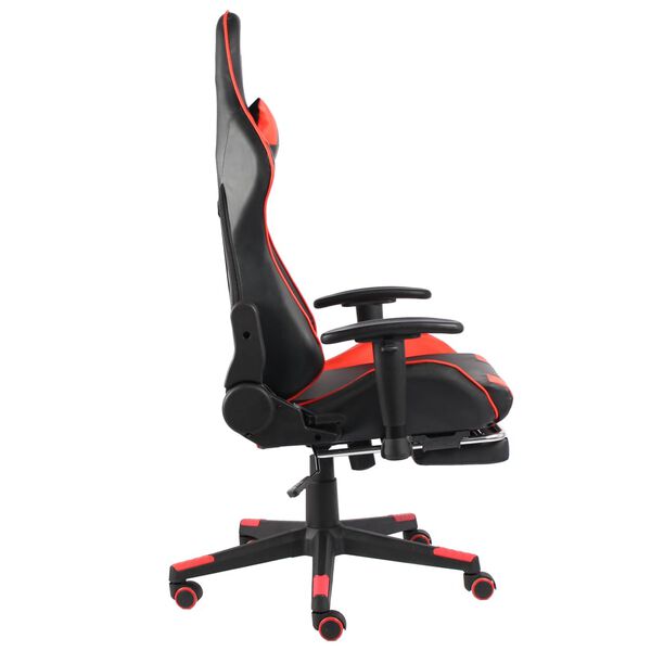 vidaXL Silla gaming giratoria con reposapi&eacute;s PVC rojo