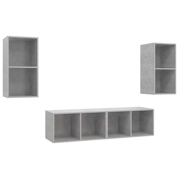 vidaXL Muebles de salón de pared 4 pzs madera ingeniería gris hormigón
