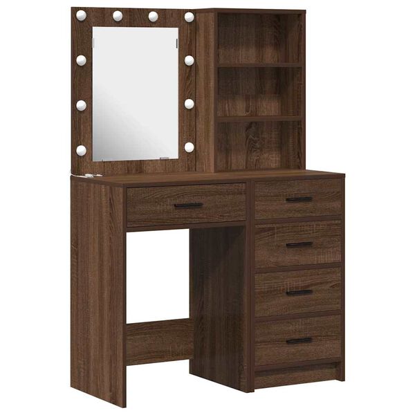 vidaXL Mesa de tocador con cajón 2 pcs Marrón 50 x 41 x 135 cm