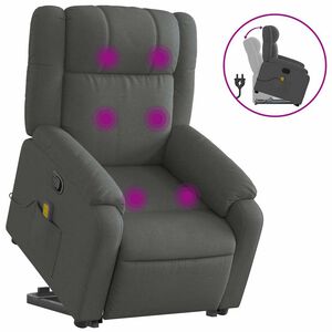 vidaXL Silla de masaje reclinable de pie de tela gris oscuro