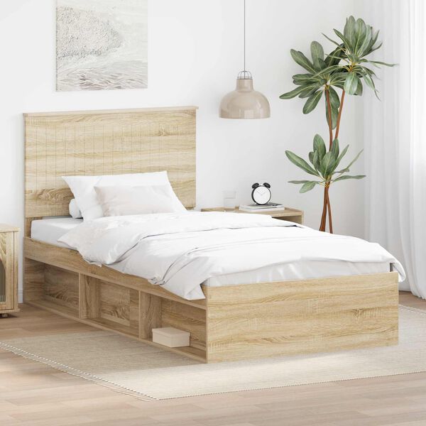 vidaXL Estructura de cama Sonoma 100 x 200 cm Madera de pino macizo