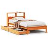 vidaXL Cama con estanter&iacute;a sin colch&oacute;n madera maciza marr&oacute;n 75x190 cm