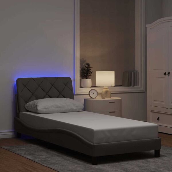 vidaXL Estructura cama con LED sin colchón tela taupe 90x200 cm