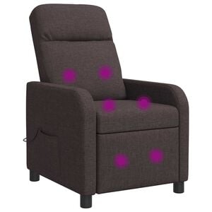 vidaXL Silla de masajes reclinable Marr&oacute;n Oscuro Tela