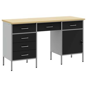 vidaXL Armario de trabajo con caj&oacute;n 3 pcs Negro 150 x 55 x 85 cm