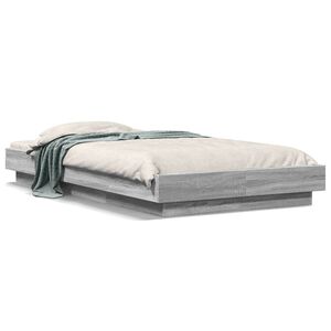 vidaXL Estructura cama con luces LED madera gris Sonoma 75x190 cm