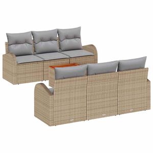 vidaXL Conjunto de sof&aacute;s de jard&iacute;n 7 pcs Beige y Gris Claro