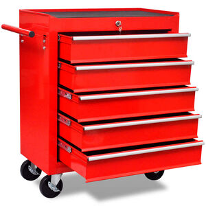 vidaXL Carrito caja de herramientas 5 cajones rojo