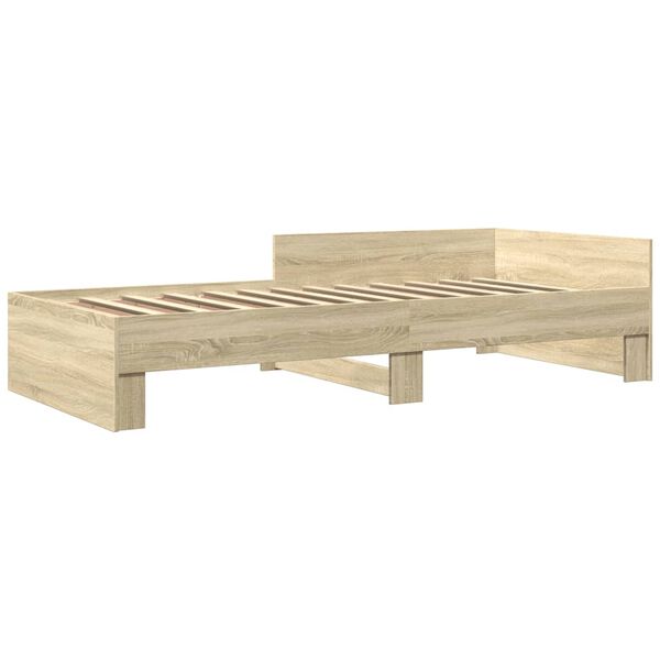 vidaXL Estructura de cama sin colch&oacute;n madera roble Sonoma 75x190 cm
