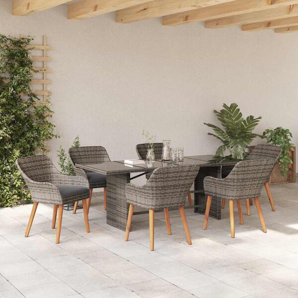 vidaXL Conjunto de Comedor de Jardín 7 pcs Gris ratán sintético