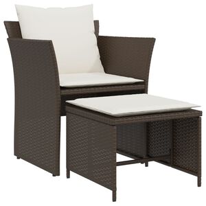 vidaXL Sill&oacute;n de jard&iacute;n con reposapi&eacute;s rat&aacute;n sint&eacute;tico marr&oacute;n