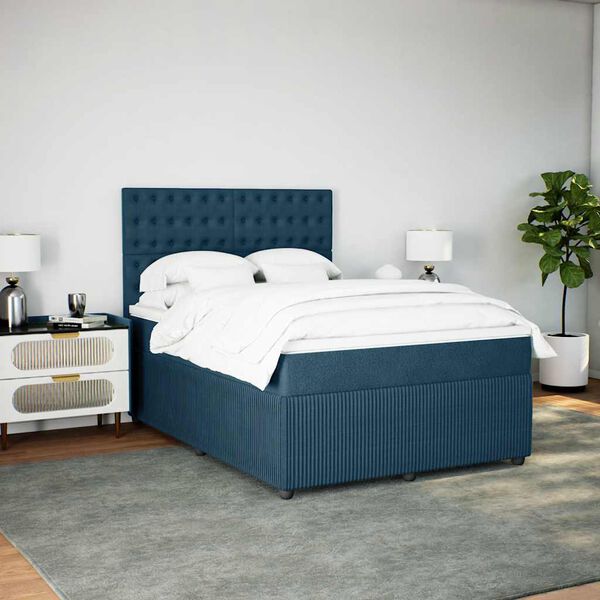 vidaXL Cama box spring con colch&oacute;n terciopelo azul 140x190 cm