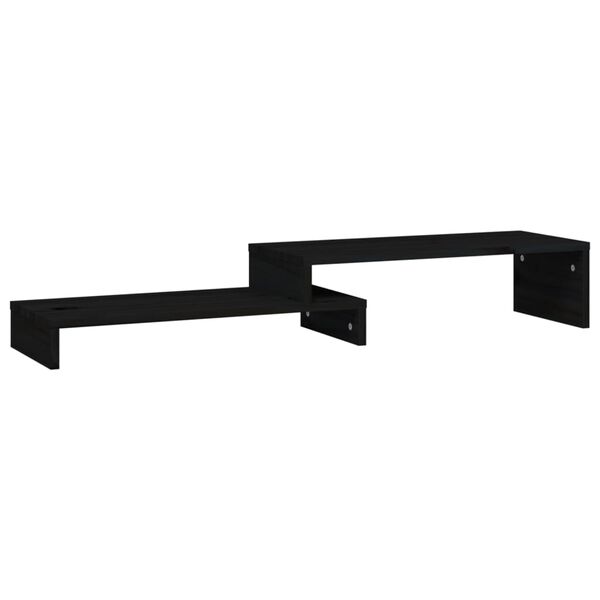 vidaXL Soporte para monitor madera maciza pino negro (52-101)x22x14 cm