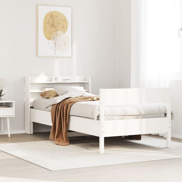 vidaXL Estructura de cama sin colch&oacute;n madera de pino blanca 90x200 cm