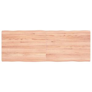 vidaXL Tablero mesa madera tratada borde natural marr&oacute;n 140x50x(2-4)cm