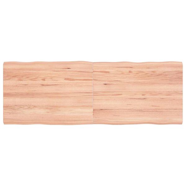 vidaXL Tablero mesa madera tratada borde natural marr&oacute;n 140x50x(2-4)cm