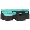 vidaXL Conjunto de sof&aacute; de jard&iacute;n 7 pcs Negro Polirat&aacute;n