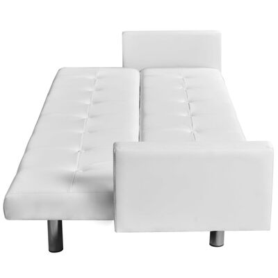 vidaXL Sofá cama con reposabrazos de cuero artificial blanco