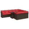 vidaXL Set de sof&aacute;s de jard&iacute;n 11 pzas cojines rat&aacute;n sint&eacute;tico marr&oacute;n