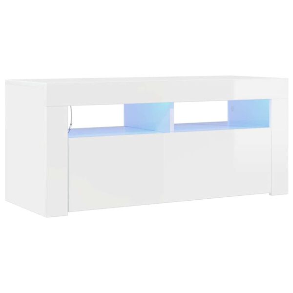 vidaXL Mueble de TV con luces LED blanco brillante 90x35x40 cm