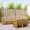 vidaXL Juegos de sof&aacute;s 8 pcs Natural y Beige Madera de Acacia S&oacute;lida