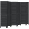 vidaXL Biombo separador de 6 paneles madera maciza Paulownia negro