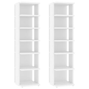 vidaXL Muebles zapateros 2 uds contrachapada blanco 27,5x27x102 cm