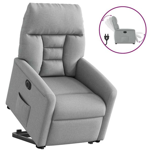 vidaXL Sill&oacute;n el&eacute;ctrico reclinable elevable de tela gris claro