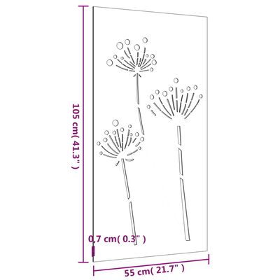 vidaXL Adorno de pared de jardín acero corten diseño flores 105x55 cm
