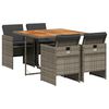 vidaXL Set comedor de jard&iacute;n 5 piezas con cojines rat&aacute;n sint&eacute;tico gris