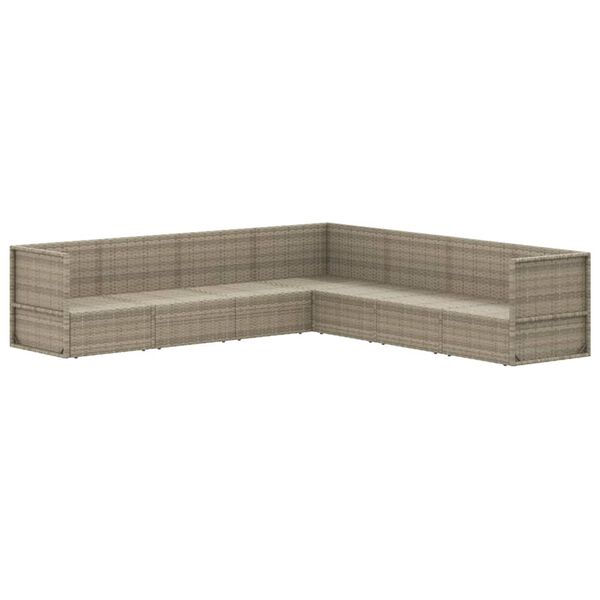 vidaXL Set de muebles de jard&iacute;n 7 pzas y cojines rat&aacute;n sint&eacute;tico gris