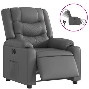 vidaXL Sill&oacute;n reclinable el&eacute;ctrico de cuero sint&eacute;tico gris