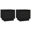 vidaXL Mesitas de noche 2 uds madera maciza de pino negro 35x34x32 cm