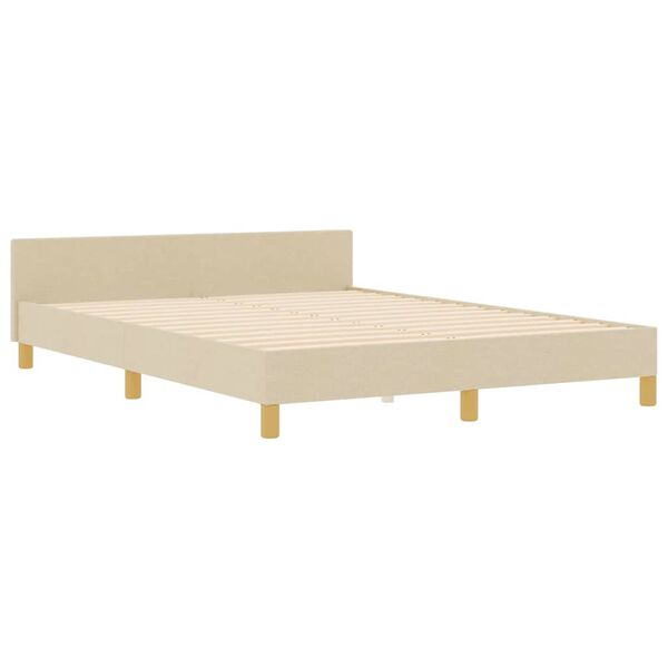 vidaXL Estructura de cama con cabecera Crema 140 x 190 cm tela