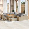 vidaXL Conjunto de sof&aacute; de jard&iacute;n 13 pcs Beige rat&aacute;n sint&eacute;tico