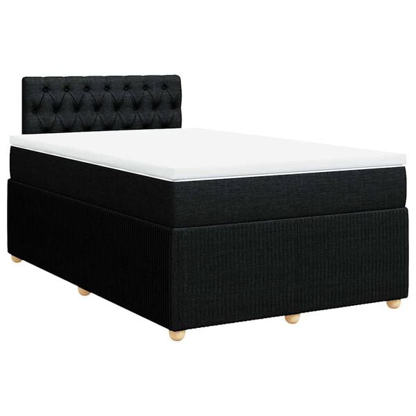 vidaXL Cama box spring con colch&oacute;n tela negro 120x200 cm