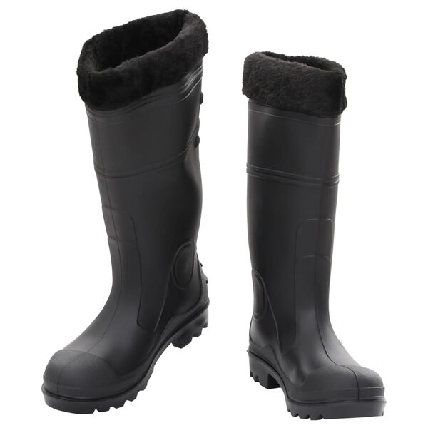 vidaXL Botas de agua con calcetines extraíbles negro número 40 PVC